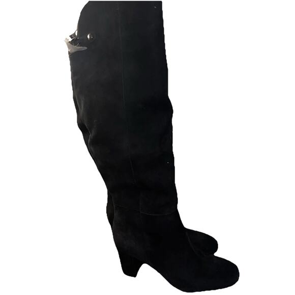 New WHBM White House Black Market Jaz Black Suede Over the Knee Boots Tall Sz 9 - Picture 3 of 13